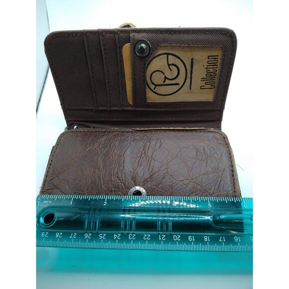 PG Collections Cross Rawhide Brown Leather Mobile Phone Case / Wallet / Wristlet - Picture 11 of 11